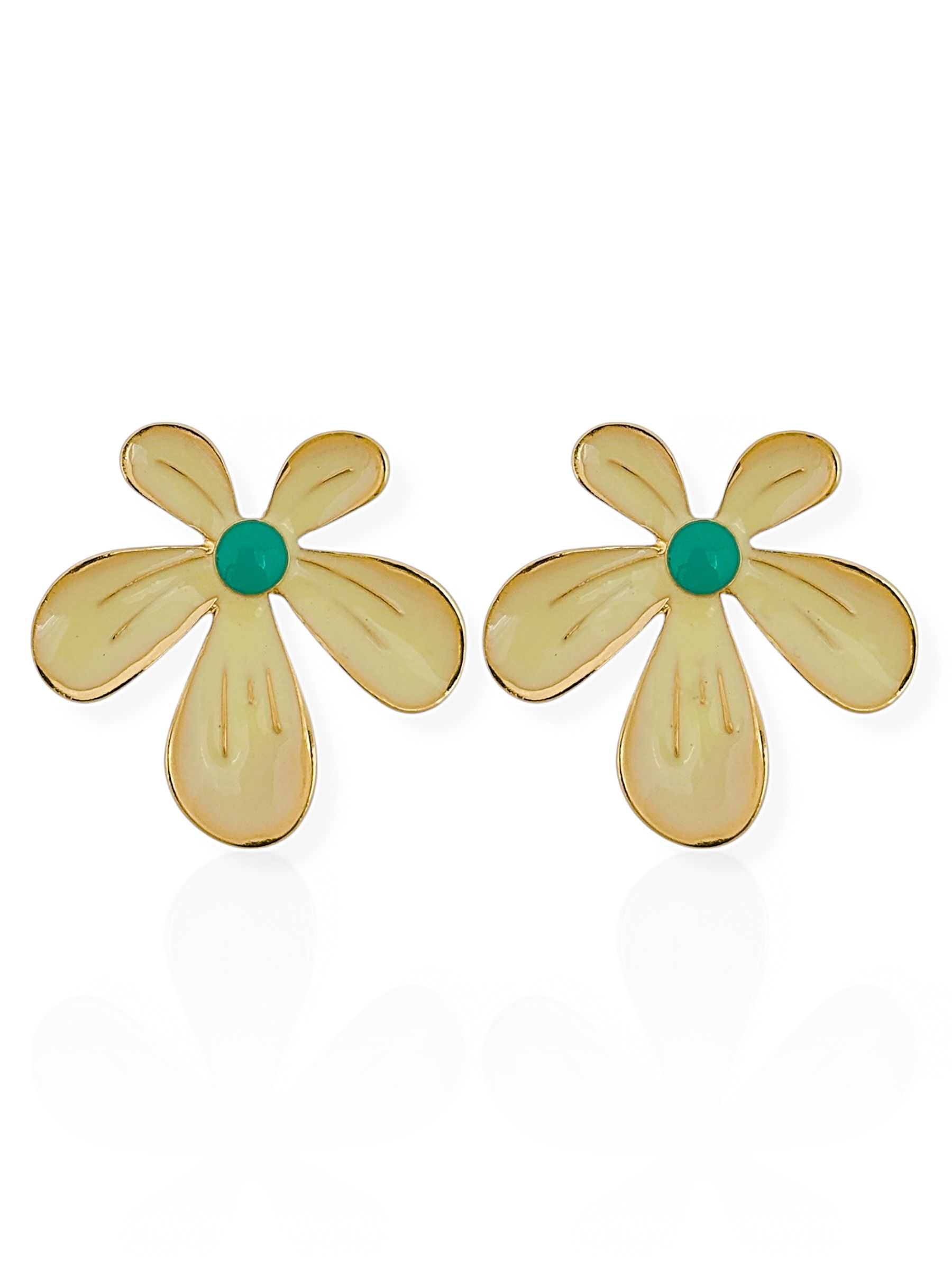 Brinco Folheado a Ouro 18k Design Flor Resinada