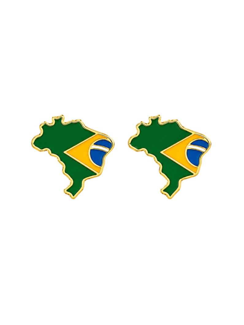 Brinco Folheado a Ouro 18k Design Mapa do Brasil
