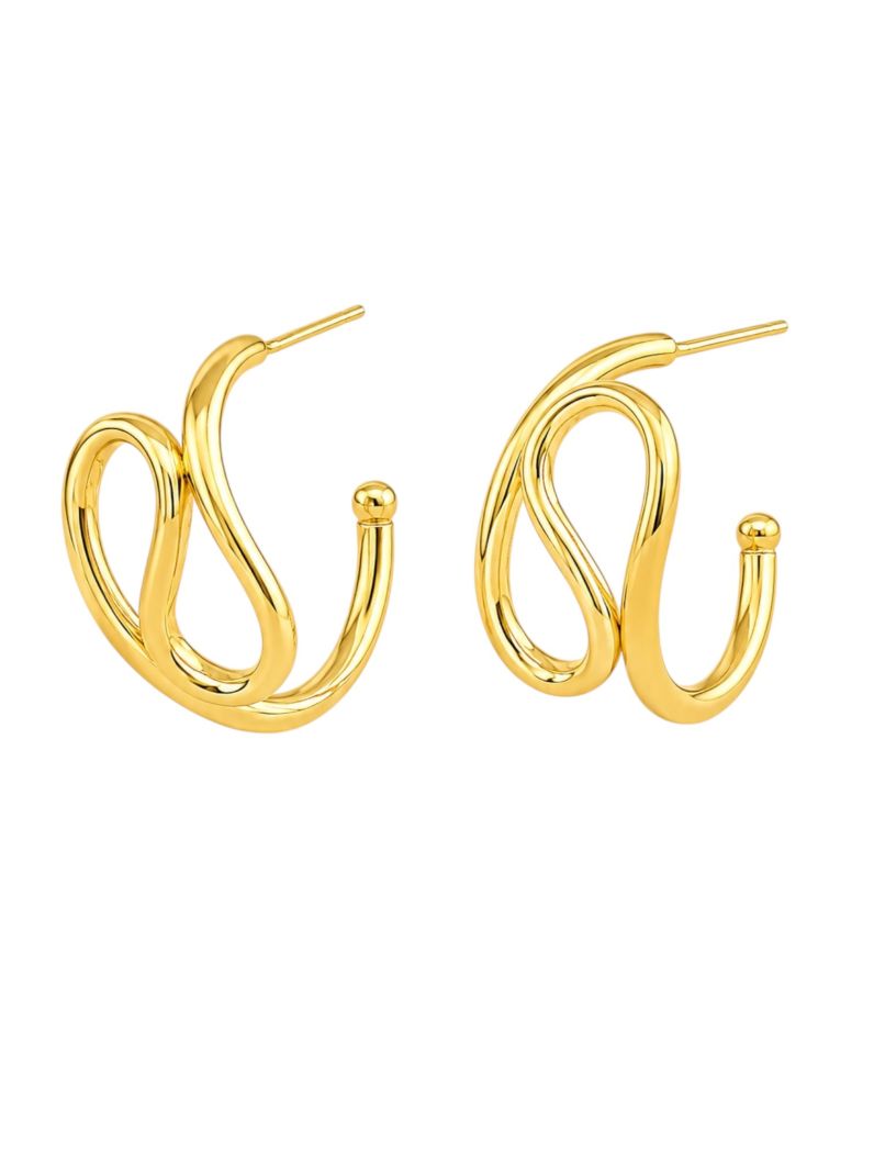 Brinco de Alta Fusão Folheado a Ouro 18k Design Ondulado
