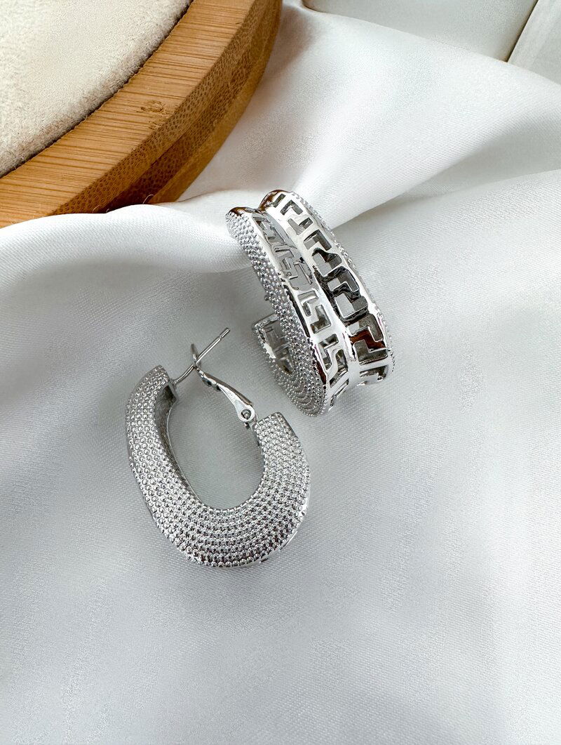 Brinco Folheado a Prata Argola Luxo