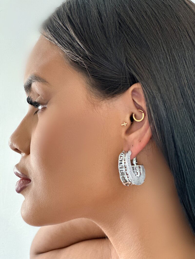 Brinco Folheado a Prata Argola Luxo