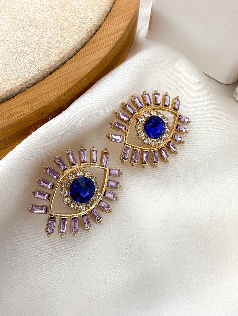 Brinco Folheado a Ouro 18K e a Prata Navetes com Pedra Zirconia