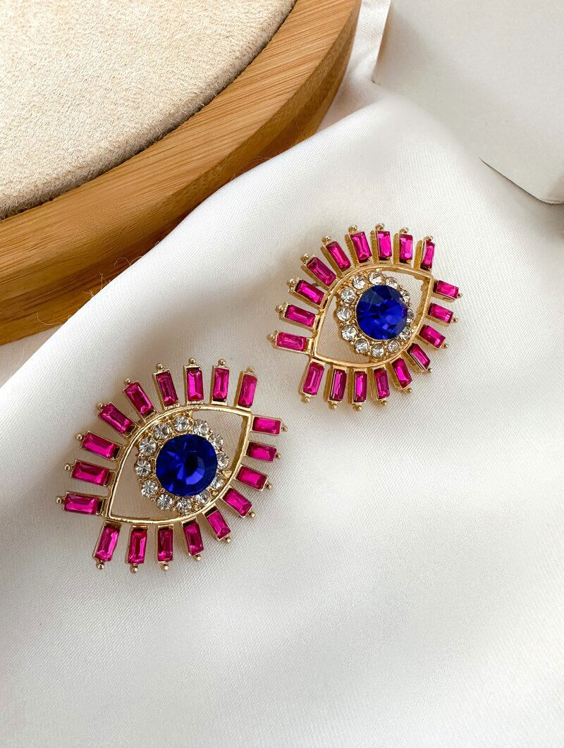 Brinco Folheado a Ouro 18K e a Prata Navetes com Pedra Zirconia