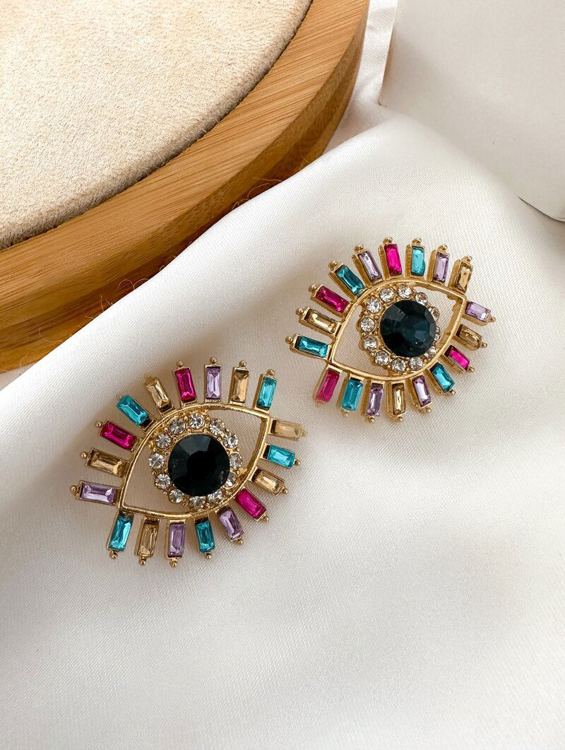 Brinco Folheado a Ouro 18K e a Prata Navetes com Pedra Zirconia