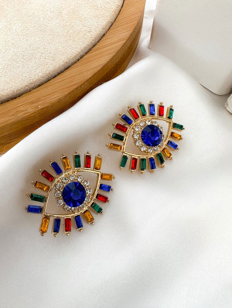 Brinco Folheado a Ouro 18K e a Prata Navetes com Pedra Zirconia