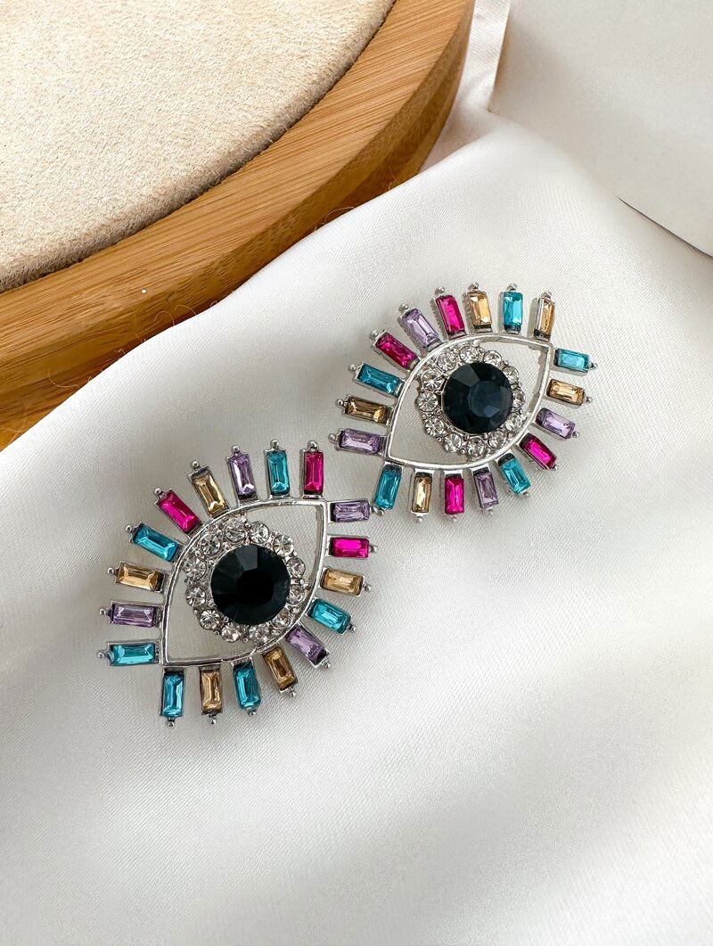 Brinco Folheado a Ouro 18K e a Prata Navetes com Pedra Zirconia