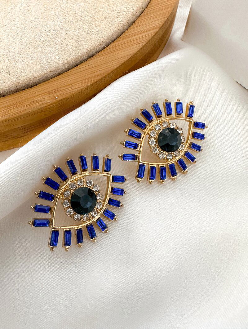 Brinco Folheado a Ouro 18K e a Prata Navetes com Pedra Zirconia