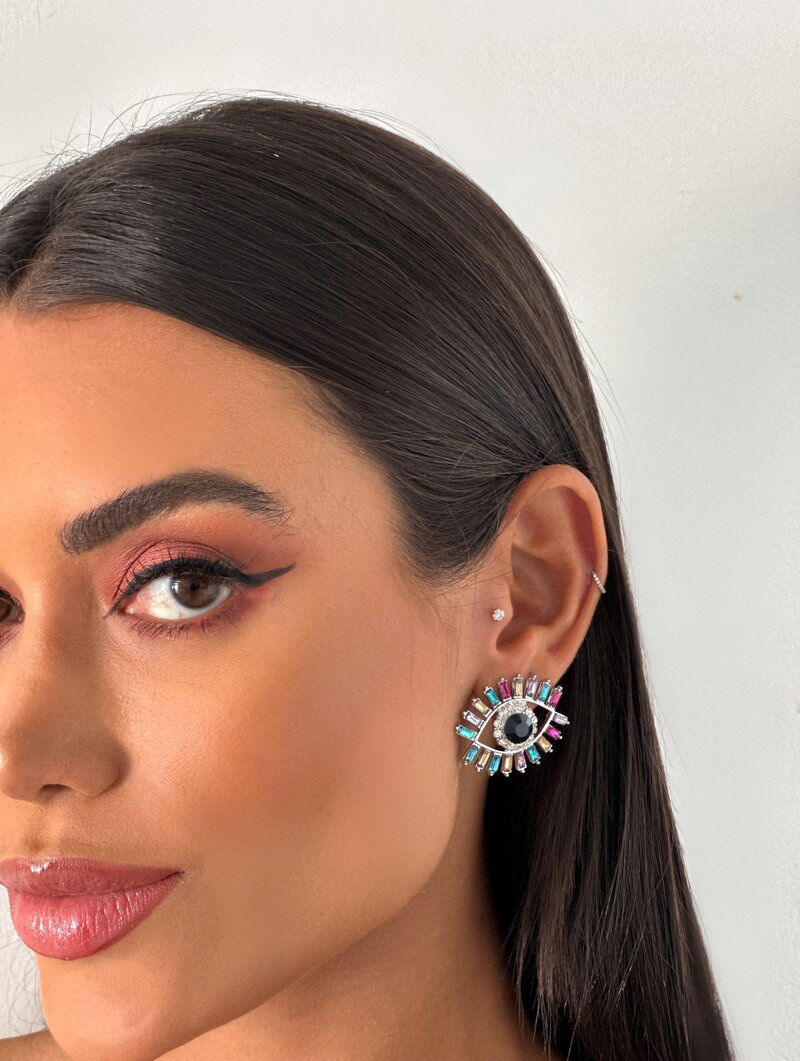 Brinco Folheado a Ouro 18K e a Prata Navetes com Pedra Zirconia