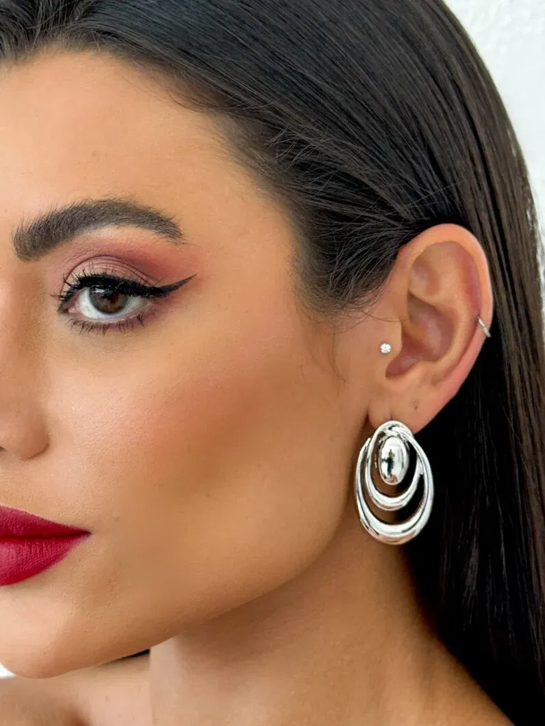 Brinco Folheado a Ouro 18k e Prata, Argola Jeniffer