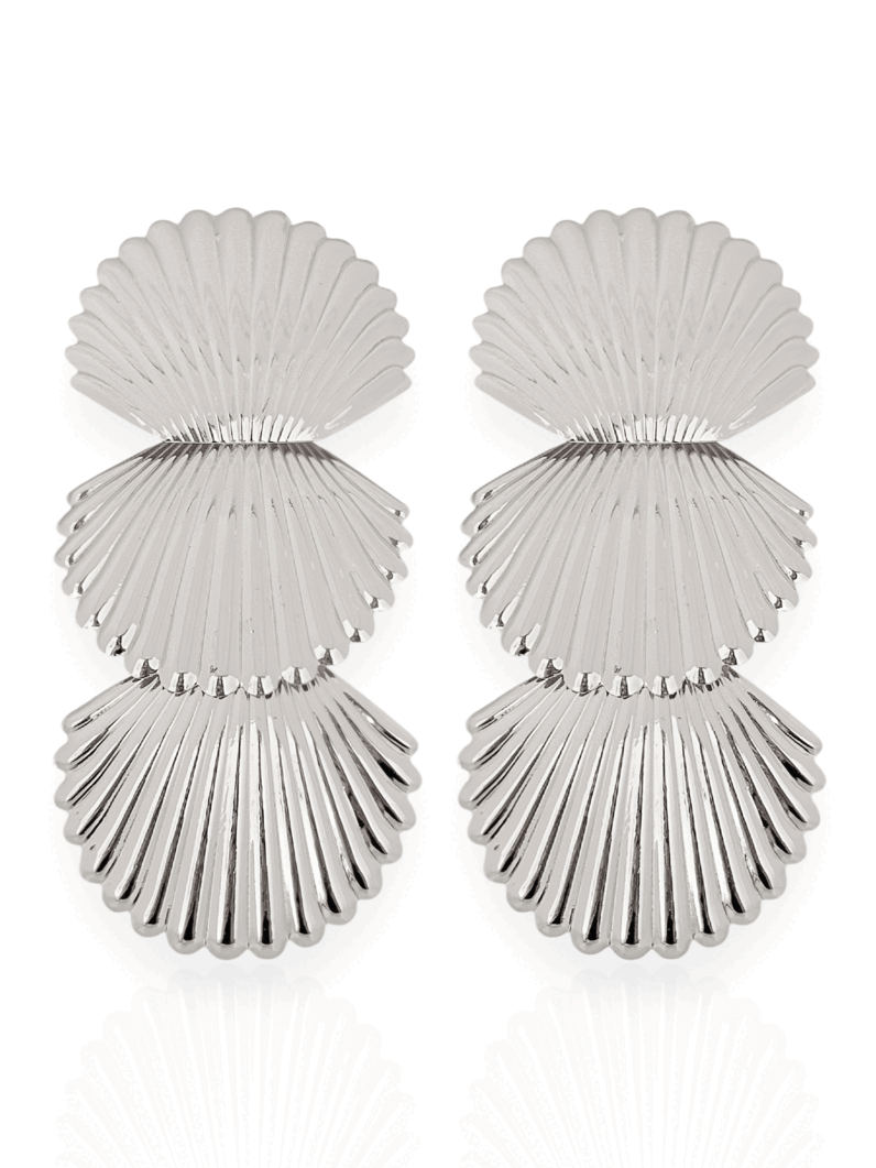 Brinco Folheado a Ouro 18k e Prata, Longo Conchas