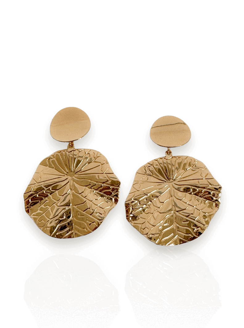 Brinco Folheado a Ouro 18k e Prata, Orgânico Martelado Com Ponteira Lisa com