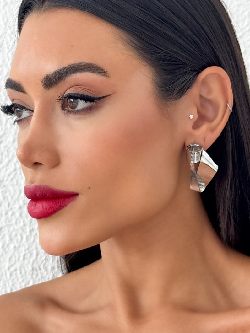 Brinco Folheado a Ouro 18k e Prata Orgânico Texturizado