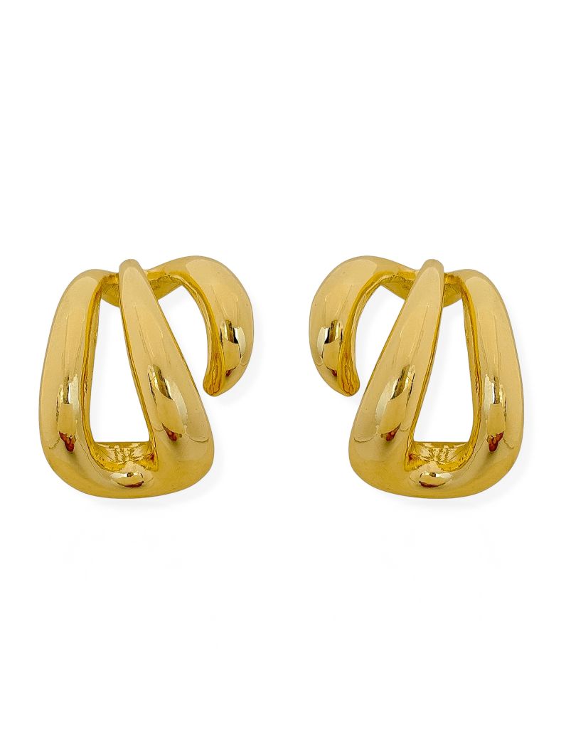 Brinco Folheado a Ouro 18k e Prata 3 Fios Maxi