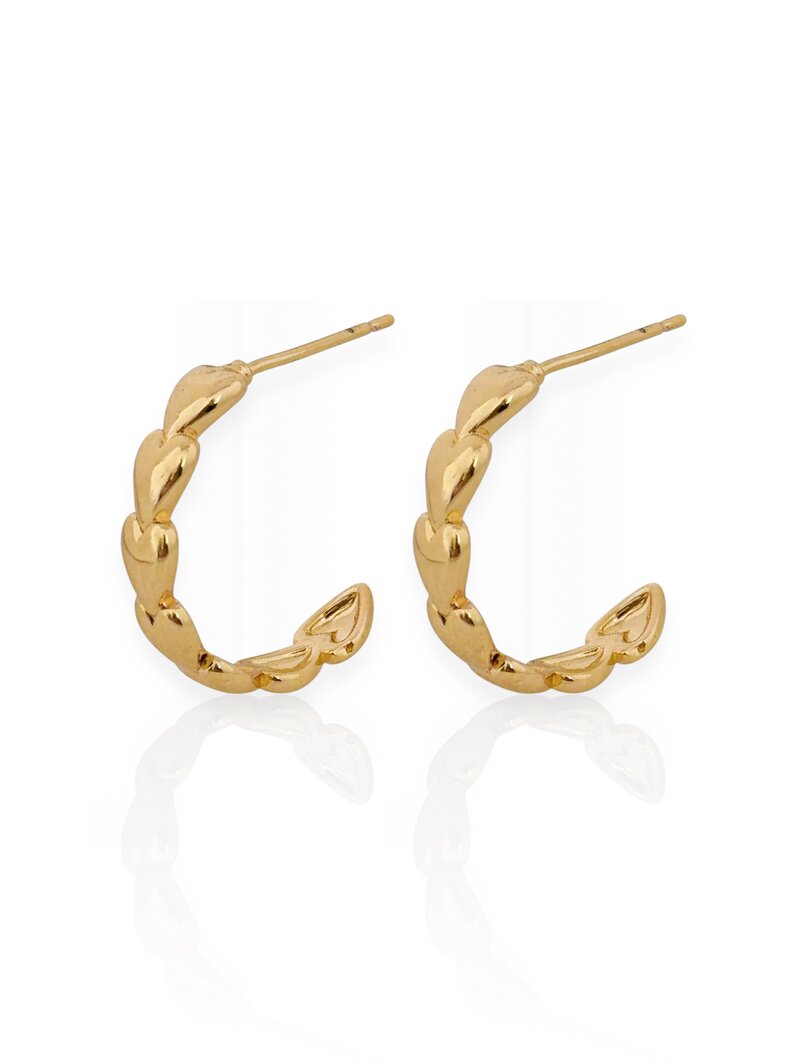 Brinco Folheado a Ouro 18k e Prata 925 Argola Aro de Corações