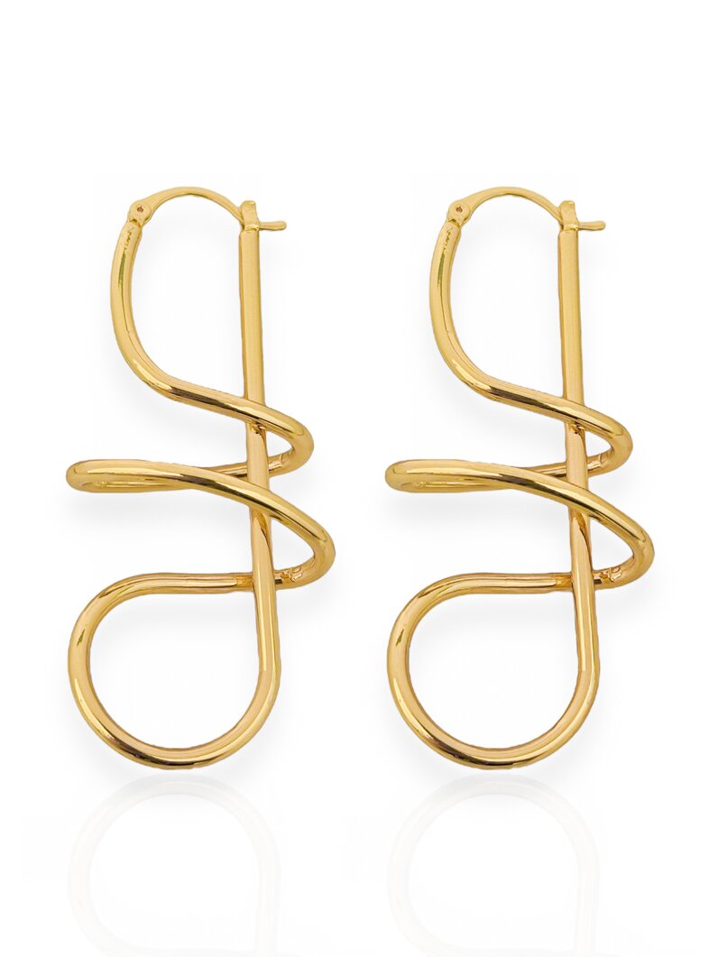 Brinco Folheado a Ouro 18k e Prata 925 Argola Design Orgânico Liso