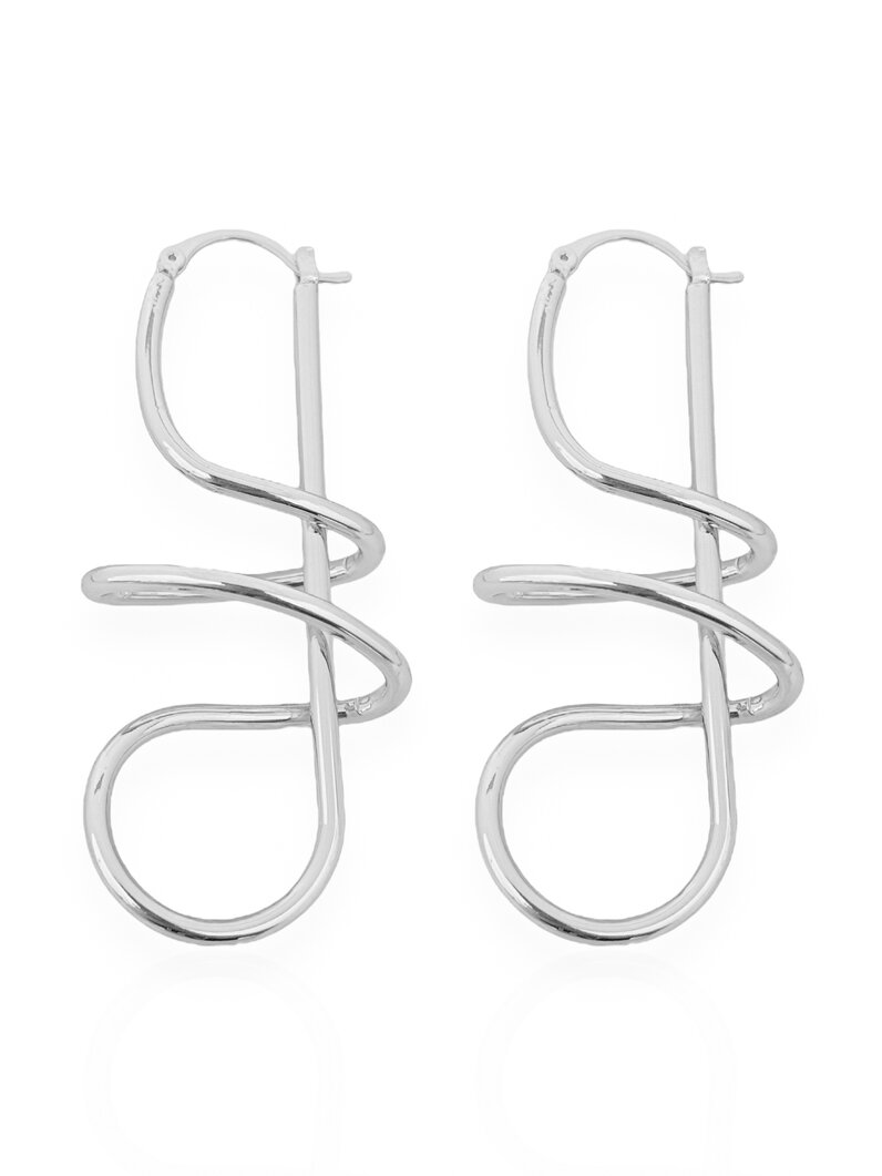 Brinco Folheado a Ouro 18k e Prata 925 Argola Design Orgânico Liso