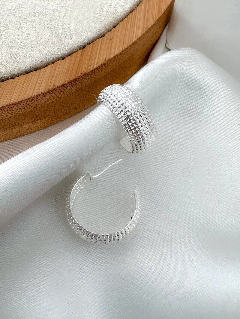 Brinco Folheado a Ouro 18k e Prata 925 Argola Texturizada