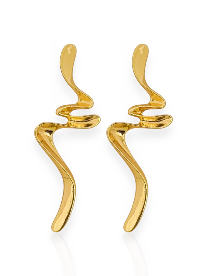 Brinco Folheado a Ouro 18k e Prata 925 Aro Achatado Ondulado