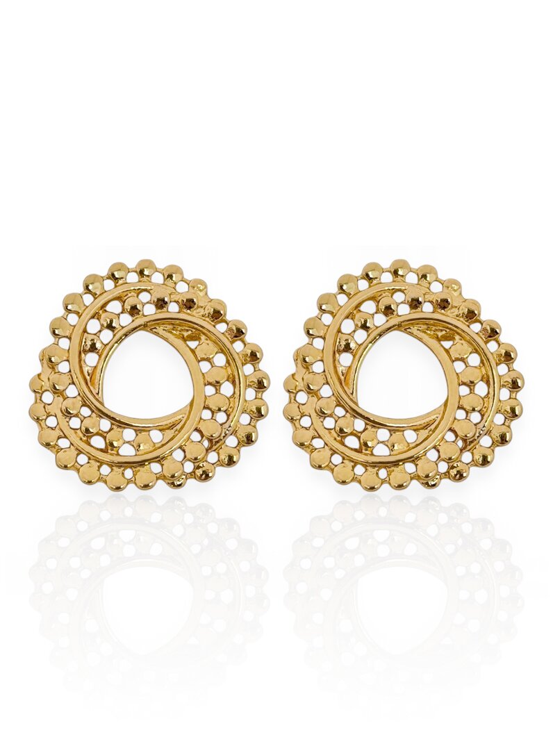 Brinco Folheado a Ouro 18k e Prata 925 Aro Triplo com Borda Trabalhada