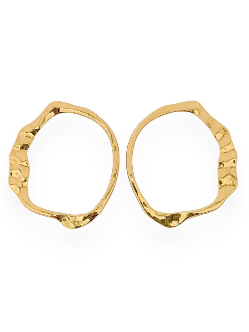 Brinco Folheado a Ouro 18k e Prata 925 Circulo Orgânico Trabalhado