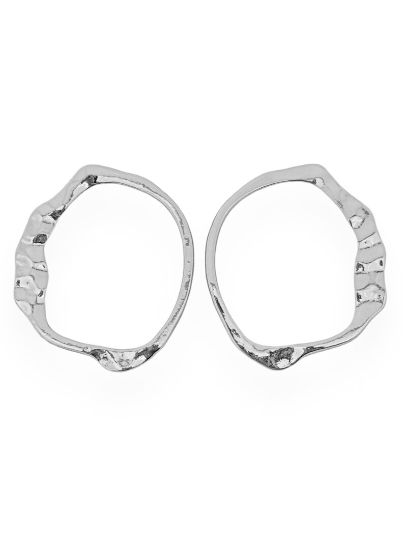 Brinco Folheado a Ouro 18k e Prata 925 Circulo Orgânico Trabalhado