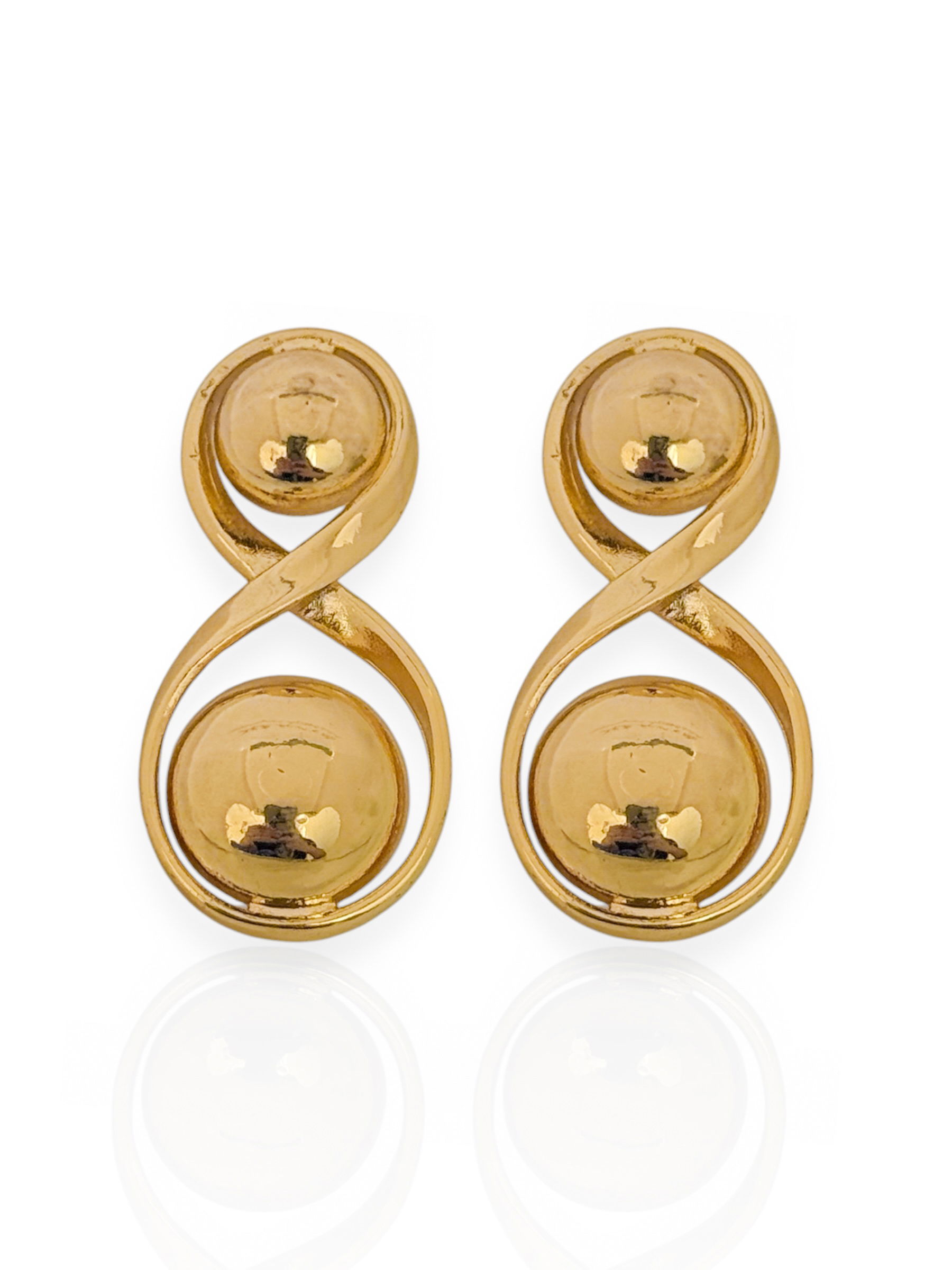 Brinco Folheado a Ouro 18K e Prata 925 Design de 'Ampulheta' com Esferas