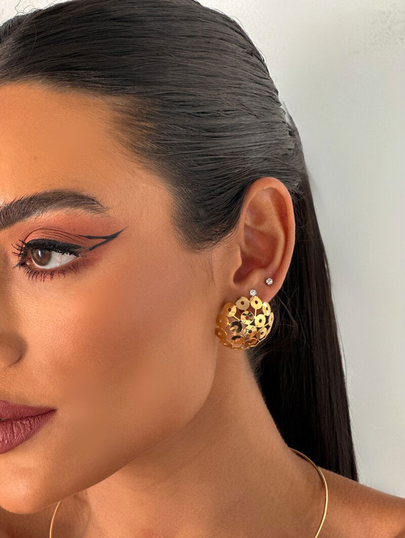 Brinco Folheado a Ouro 18k e Prata 925 Detalhe Vazado