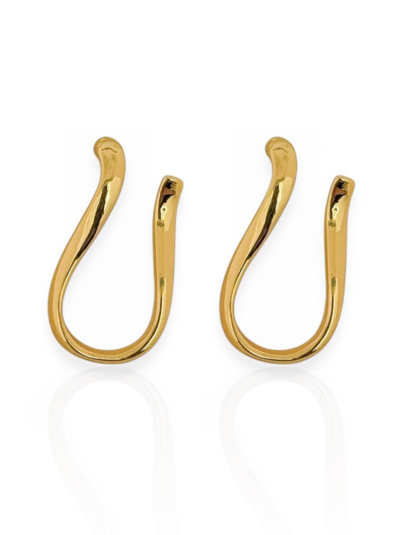 Brinco Folheado a Ouro 18k e Prata 925 Formato 'U'