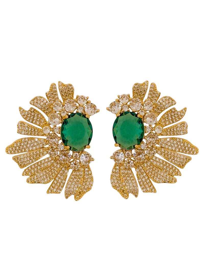 Brinco Folheado a Ouro 18k e Prata Alta Joalheria Com Zircônia Colorido