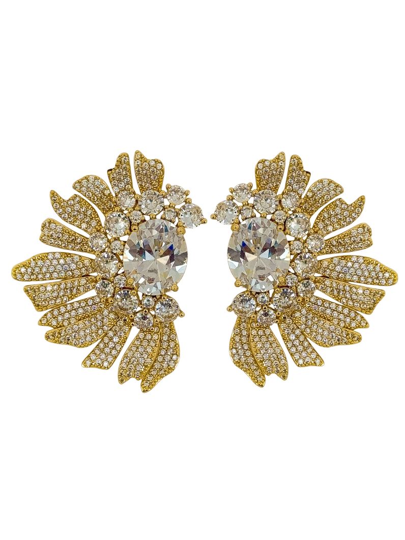 Brinco Folheado a Ouro 18k e Prata Alta Joalheria Com Zircônia Colorido