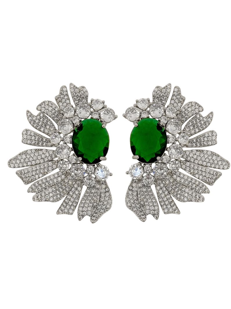 Brinco Folheado a Ouro 18k e Prata Alta Joalheria Com Zircônia Colorido