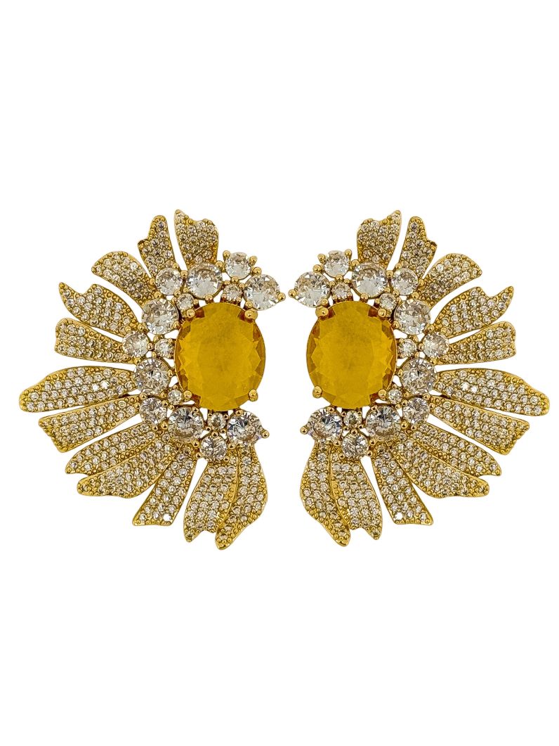 Brinco Folheado a Ouro 18k e Prata Alta Joalheria Com Zircônia Colorido