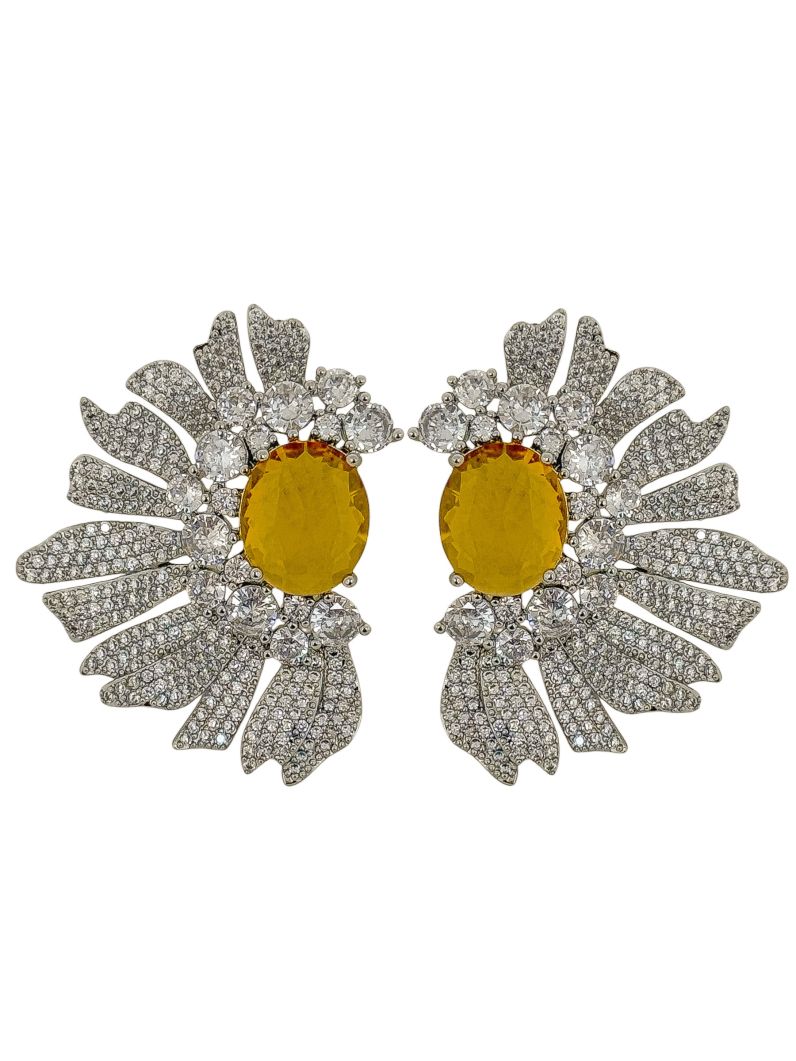 Brinco Folheado a Ouro 18k e Prata Alta Joalheria Com Zircônia Colorido