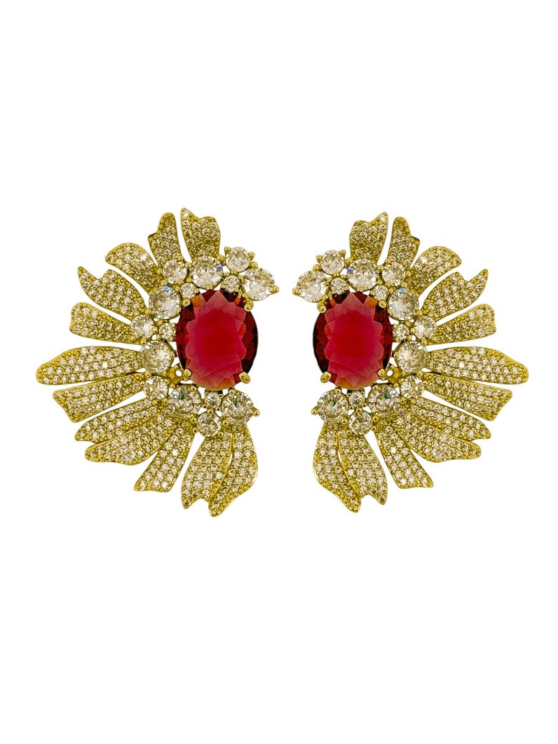 Brinco Folheado a Ouro 18k e Prata Alta Joalheria Com Zircônia Colorido