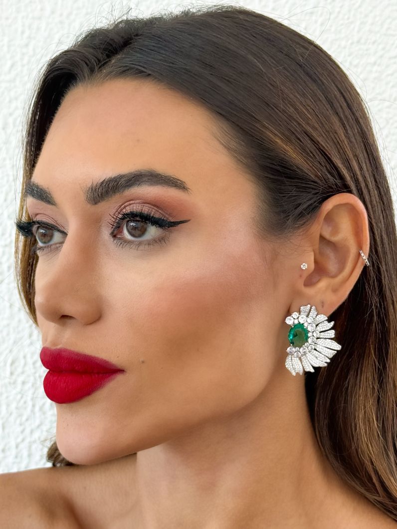 Brinco Folheado a Ouro 18k e Prata Alta Joalheria Com Zircônia Colorido