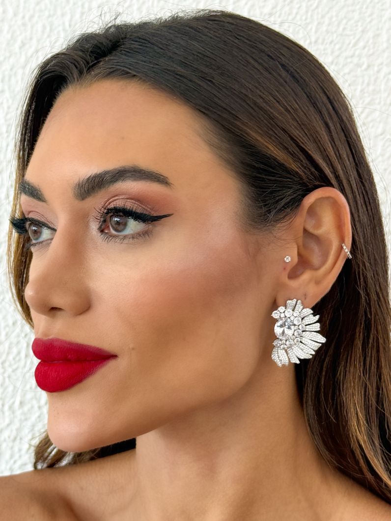 Brinco Folheado a Ouro 18k e Prata Alta Joalheria Com Zircônia Colorido