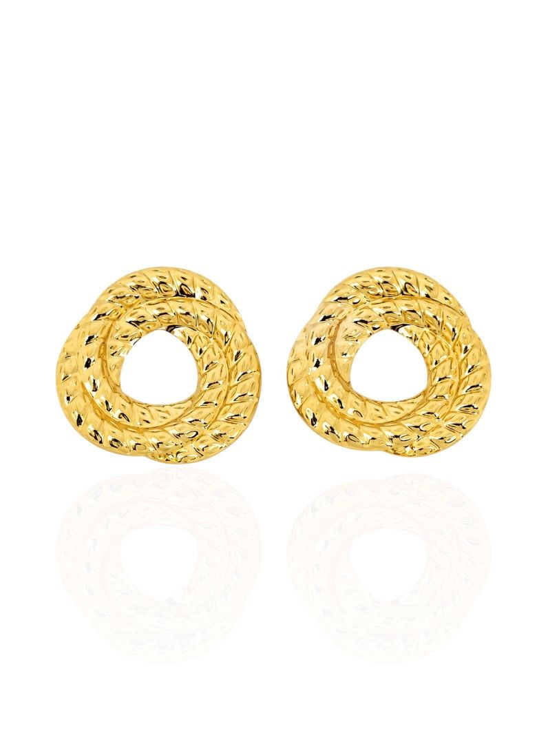 Brinco Folheado a Ouro 18k e Prata Arco Triplo Detalhado