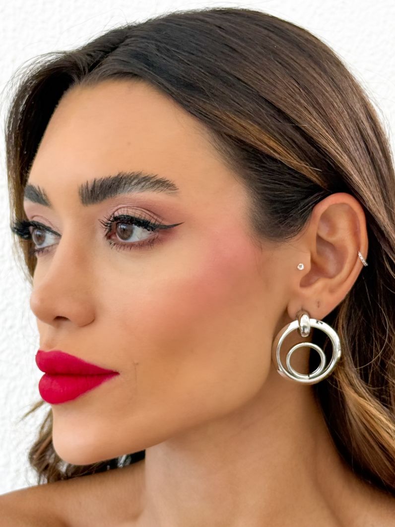 Brinco Folheado a Ouro 18k e Prata Arcos Lisos