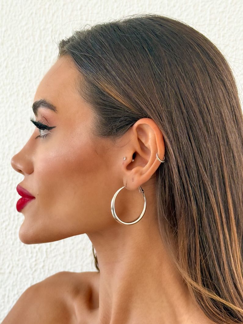Brinco Folheado a Ouro 18k e Prata Argola