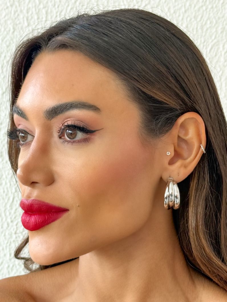 Brinco Folheado a Ouro 18k e Prata Argola 3 Fios