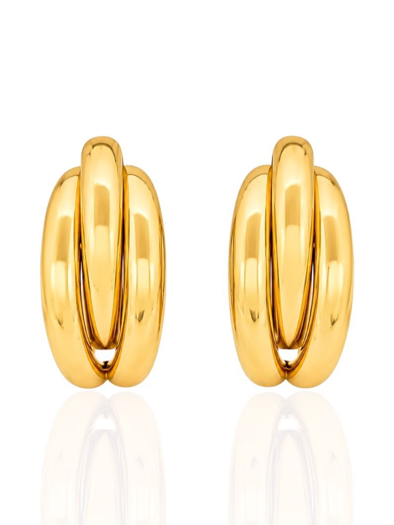 Brinco Folheado a Ouro 18k e Prata Argola 3 Fios