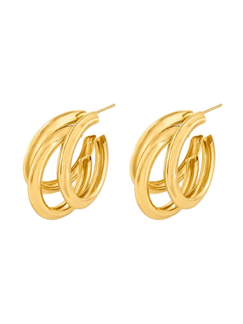 Brinco Folheado a Ouro 18k e Prata Argola 3 Fios