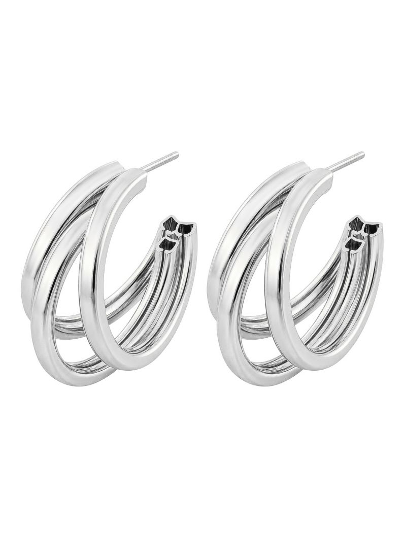 Brinco Folheado a Ouro 18k e Prata Argola 3 Fios Quadrados
