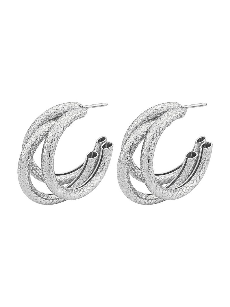 Brinco Folheado a Ouro 18k e Prata Argola 3 Fios Texturizados