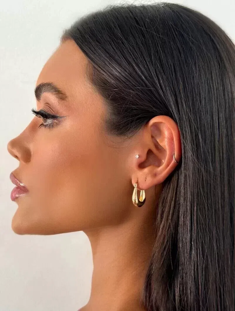 Brinco Folheado a Ouro 18k e Prata Argola com Fecho