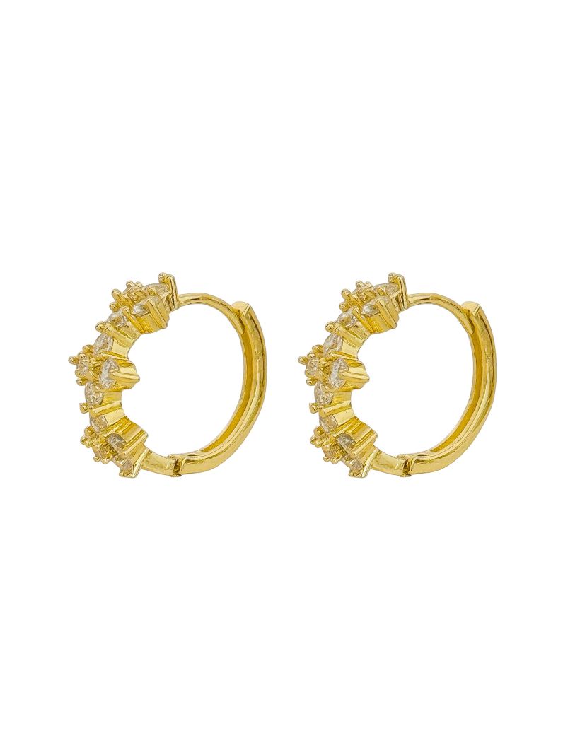 Brinco Folheado a Ouro 18k e Prata Argola Com Flor de Zircônia