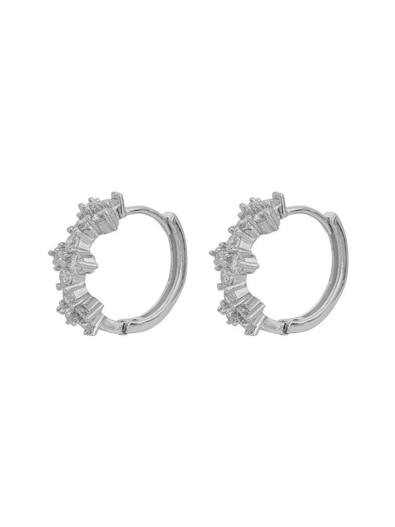 Brinco Folheado a Ouro 18k e Prata Argola Com Flor de Zircônia