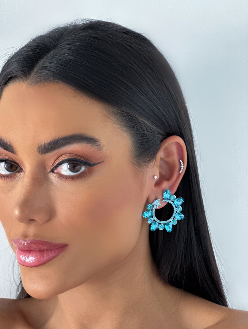 Brinco Folheado a Ouro 18k e Prata Argola com Pedraria