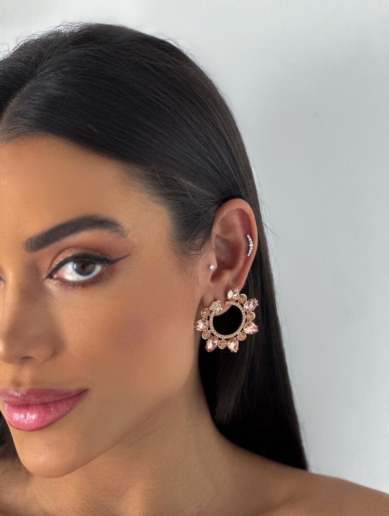 Brinco Folheado a Ouro 18k e Prata Argola com Pedraria
