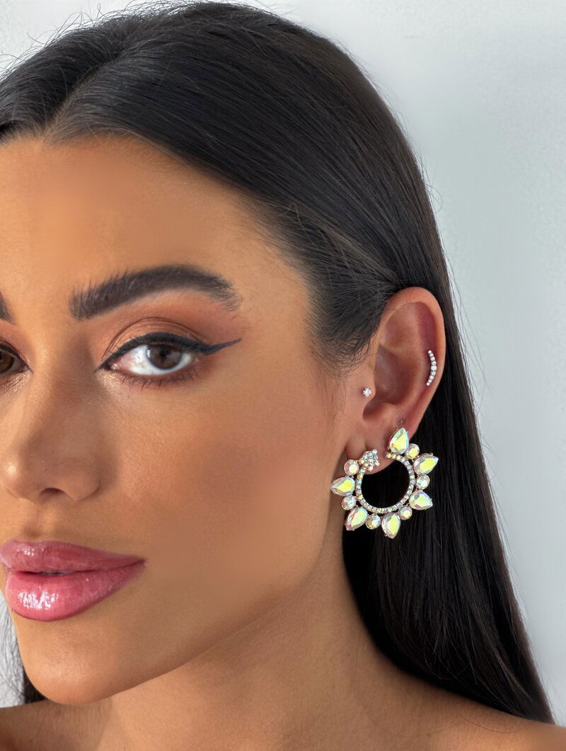 Brinco Folheado a Ouro 18k e Prata Argola com Pedraria